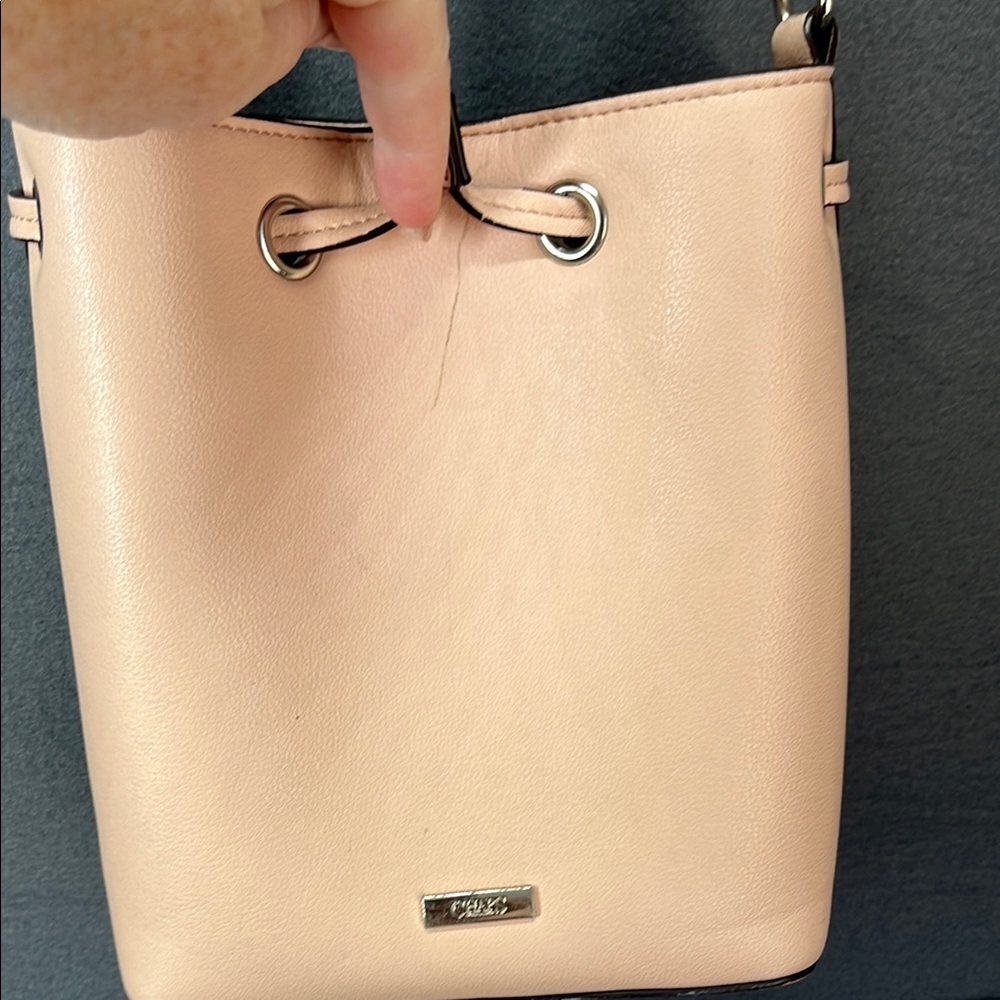 Chaps Pink Beige Crossbody Bucket Bag - Picture 3 of 16
